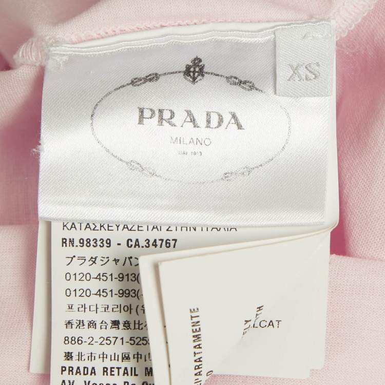 Pre Owned Prada Pastel Pink Cotton Crewneck T-Shirt XS