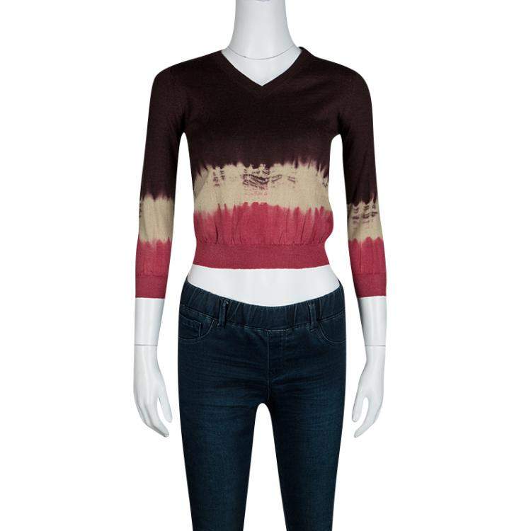 Pre Owned Prada Multicolor Gradient Crop Sweater M