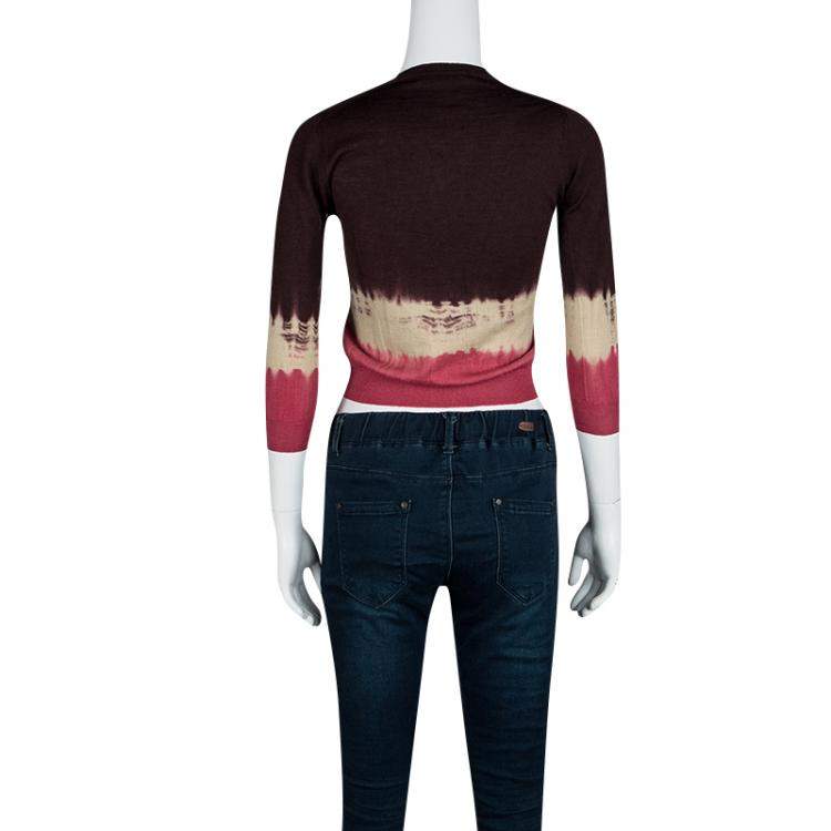 Pre Owned Prada Multicolor Gradient Crop Sweater M