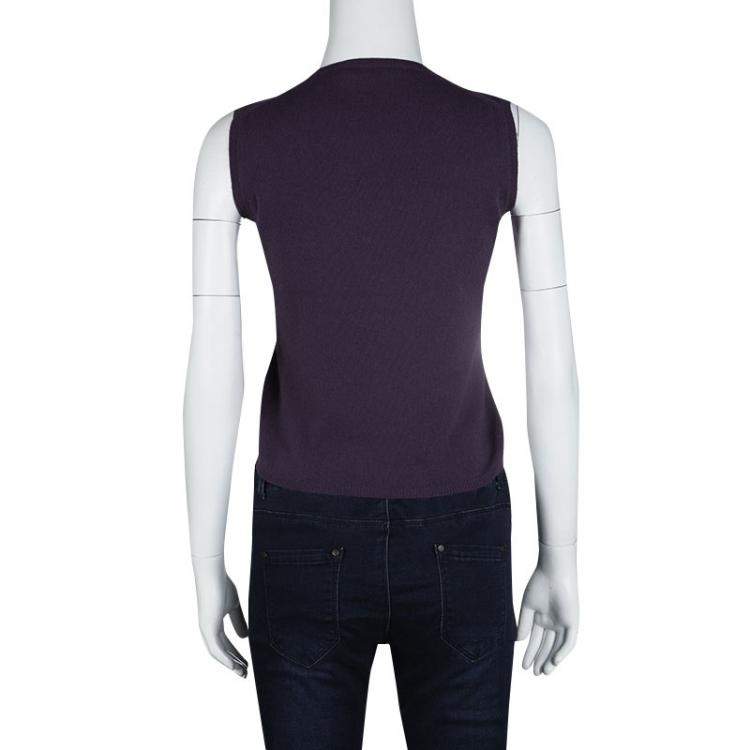 Pre Owned Prada Purple Cashmere Sleeveless Sweater S