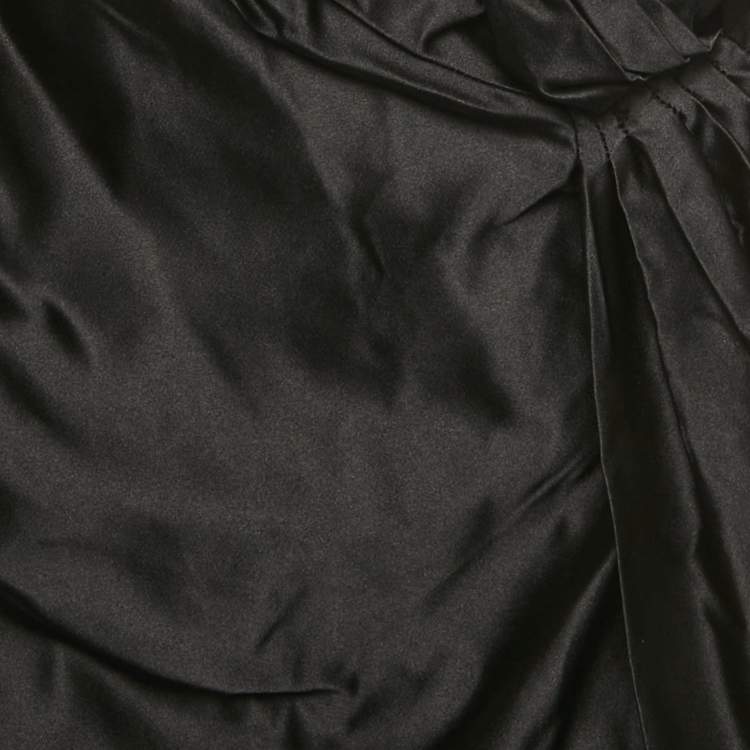 Pre Owned Prada Black Satin Silk Draped Strapless Mini Dress S