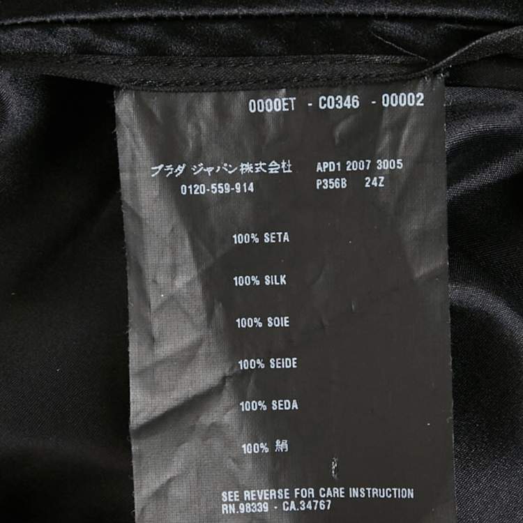 Pre Owned Prada Black Satin Silk Draped Strapless Mini Dress S