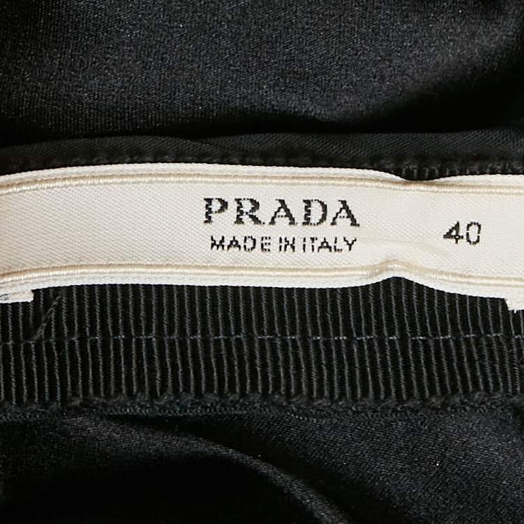 Pre Owned Prada Black Satin Silk Draped Strapless Mini Dress S