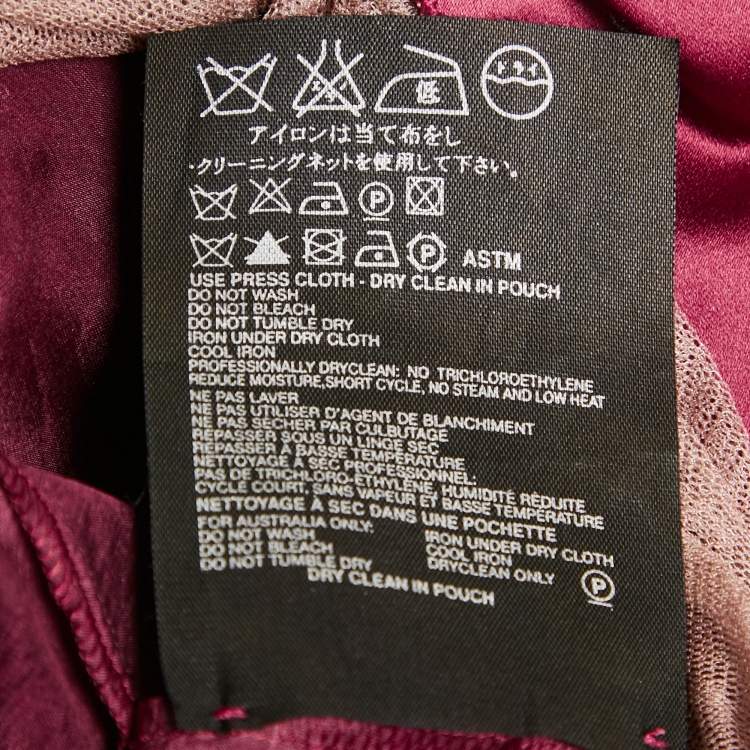 Pre Owned Prada Burgundy Silk Chiffon Bead Detail Midi Dress S