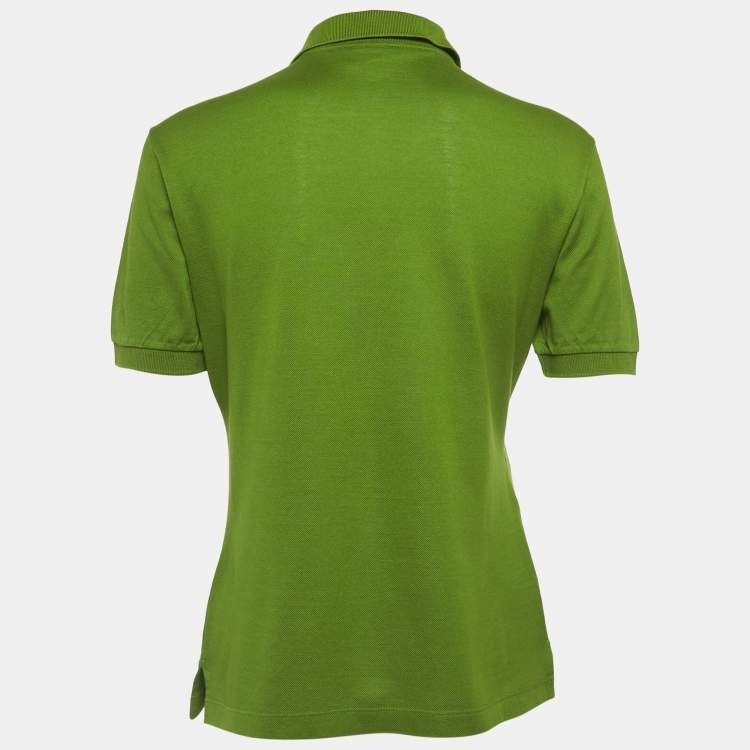 Pre Owned Prada Green Cotton Pique Polo T-Shirt L