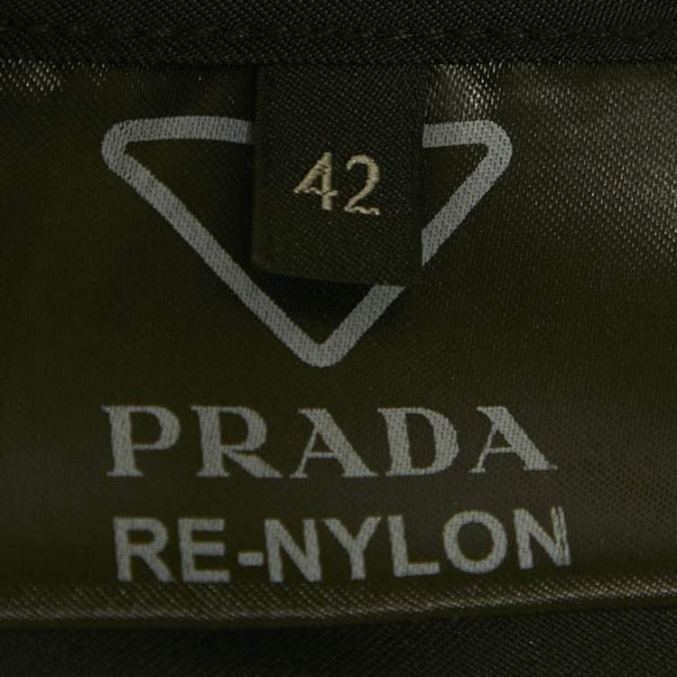 Pre Owned Prada Black Re-Nylon Logo Patch Pinafore Mini Dress M