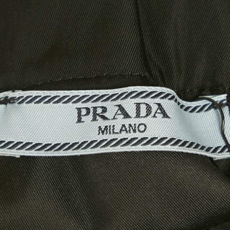 Pre Owned Prada Black Re-Nylon Logo Patch Pinafore Mini Dress M