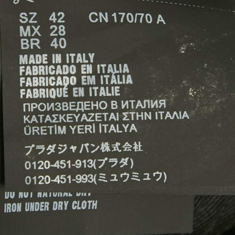 Pre Owned Prada Black Plisse Logo Band Detail Midi Skirt M