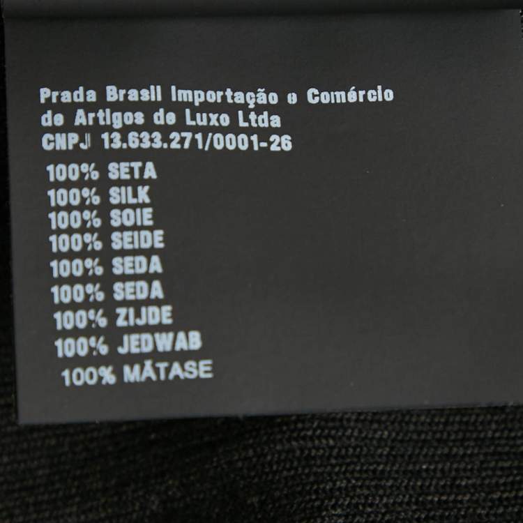 Pre Owned Prada Black Silk Rib Knit Logo Detail Crop Top M