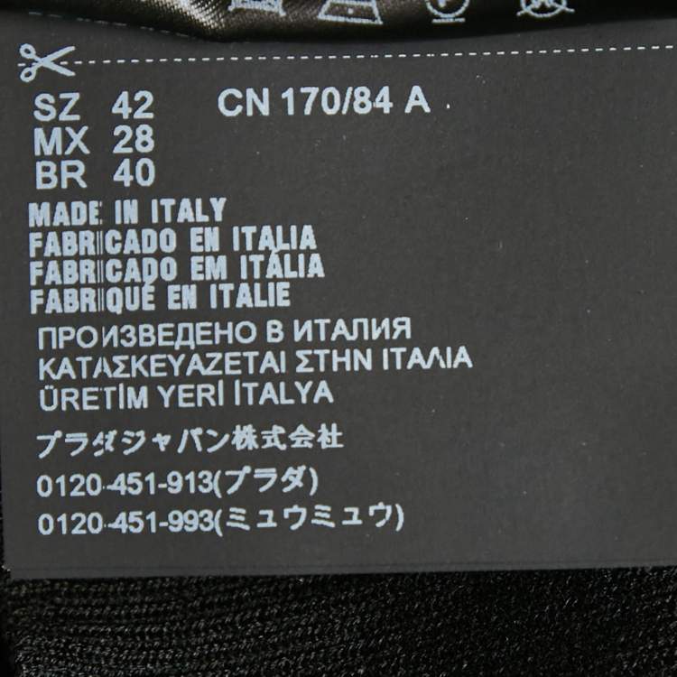 Pre Owned Prada Black Silk Rib Knit Logo Detail Crop Top M