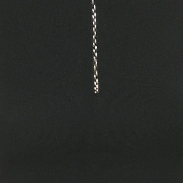 Pre Owned Prada Black Knit half Zip Sleeves Crop Top S