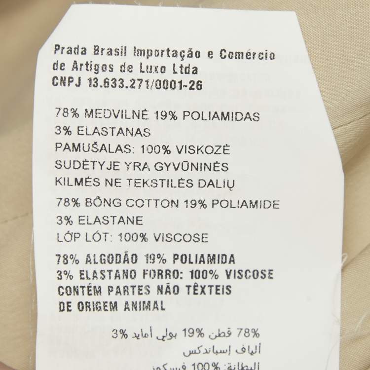 مملوكة مسبقًا Prada Beige Cotton Blend Blazer & Pants Suit S 