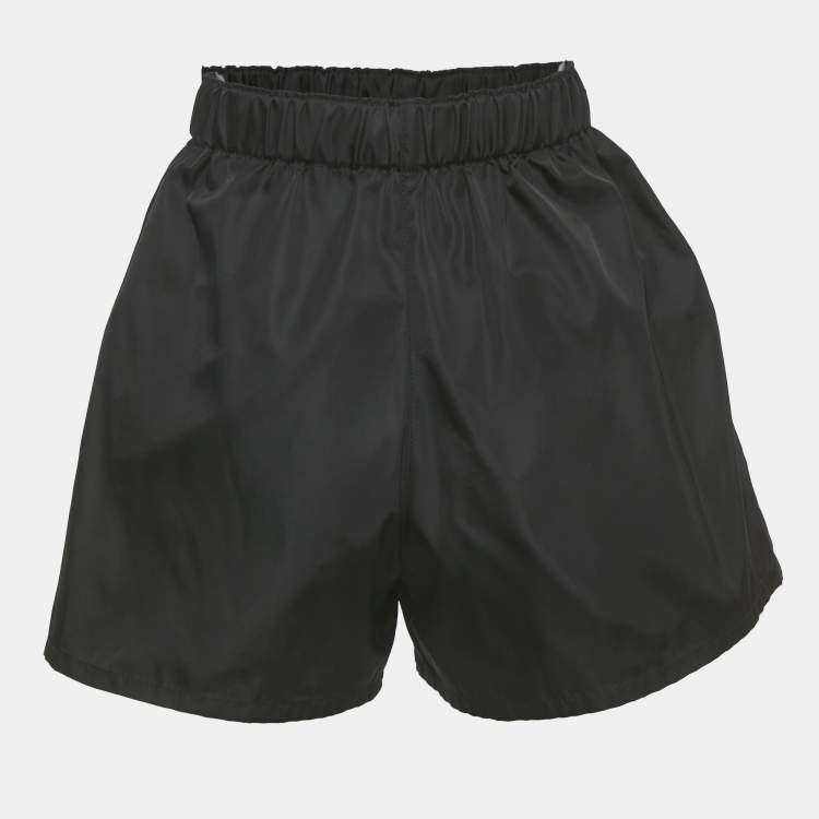 Pre Owned Prada Black R-Nylon Triangle Pocket Detail Shorts S