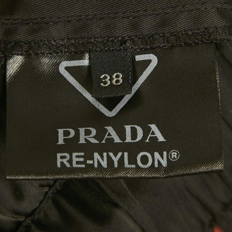 Pre Owned Prada Black R-Nylon Triangle Pocket Detail Shorts S