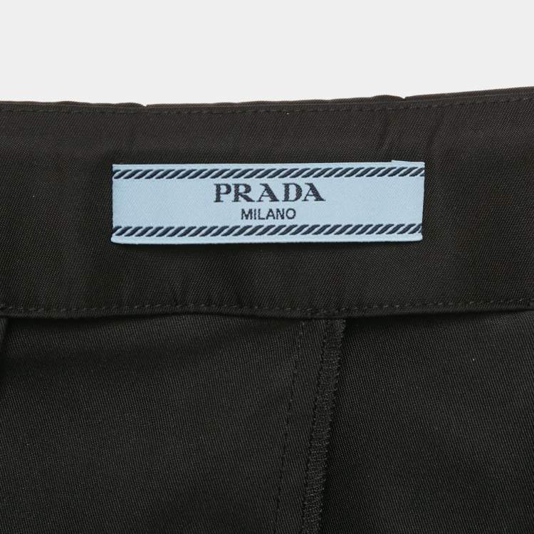 Pre Owned Prada Re Nylon Black Nylon Pleated Midi Skirt M 