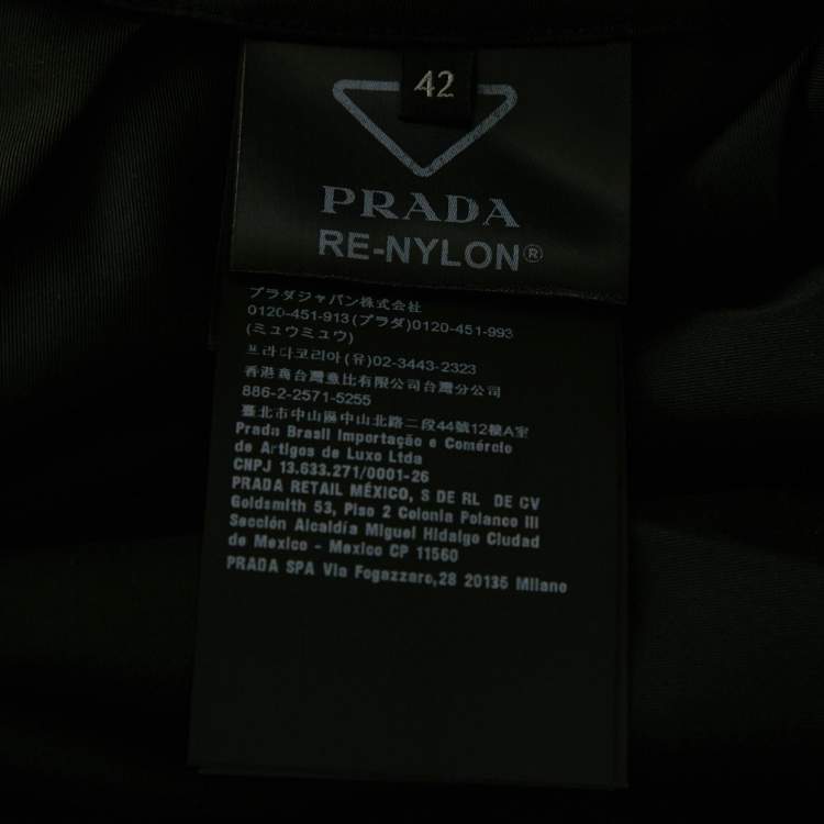 Pre Owned Prada Re Nylon Black Nylon Pleated Midi Skirt M 