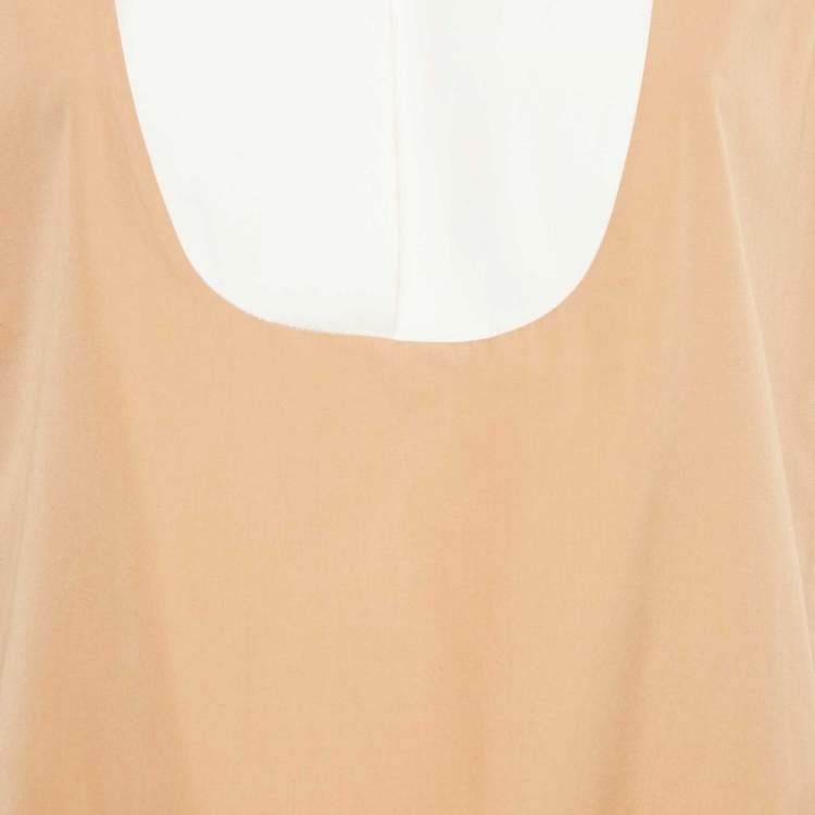 Pre Owned Prada Beige/White Cotton Floral Lace Trim Sleeveless Top M