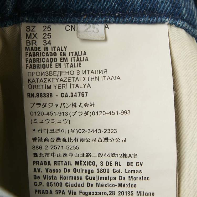 Pre Owned Prada Blue Denim High Rise Jeans S/Waist 25"