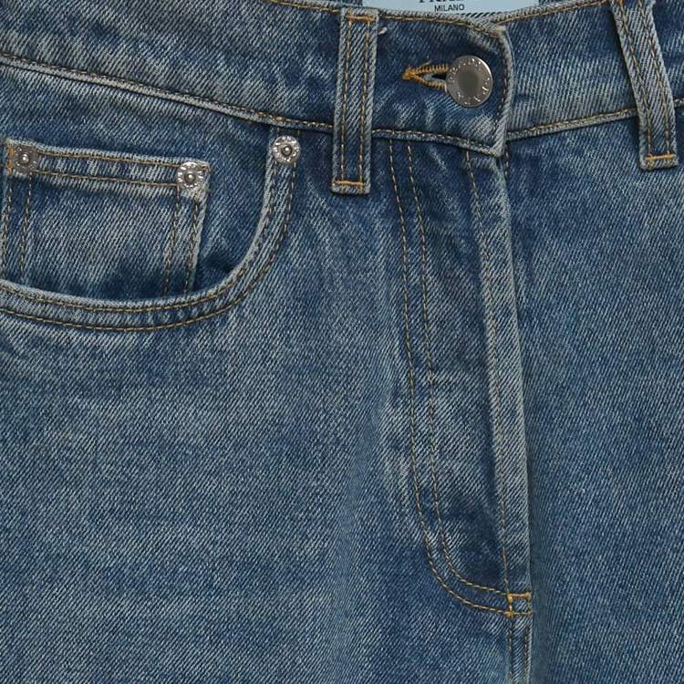 Pre Owned Prada Blue Denim High Rise Jeans S/Waist 25"