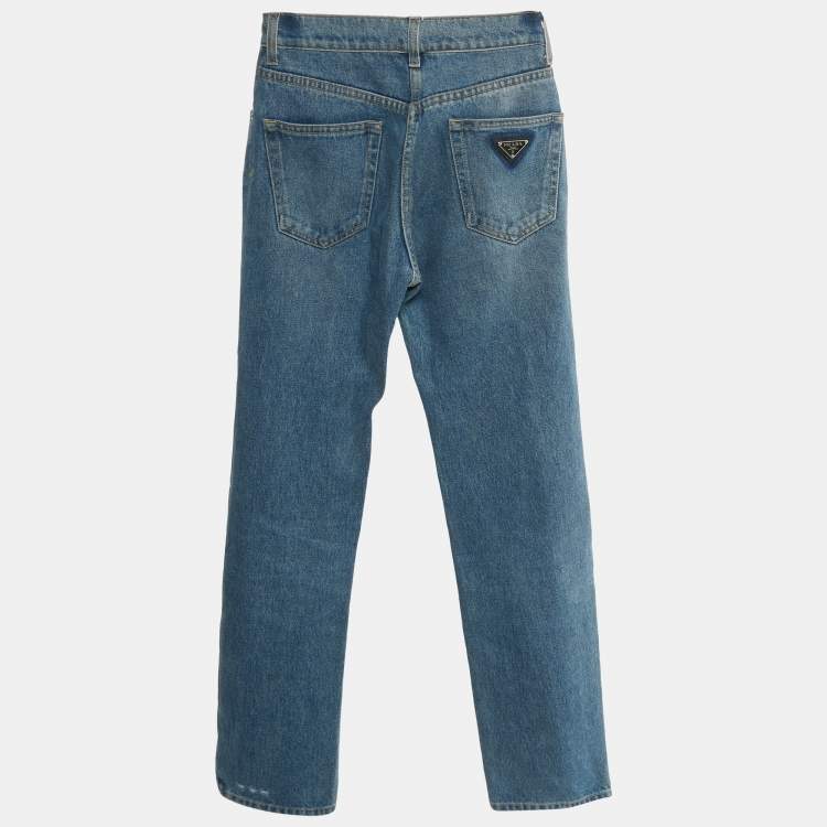 Pre Owned Prada Blue Denim High Rise Jeans S/Waist 25"