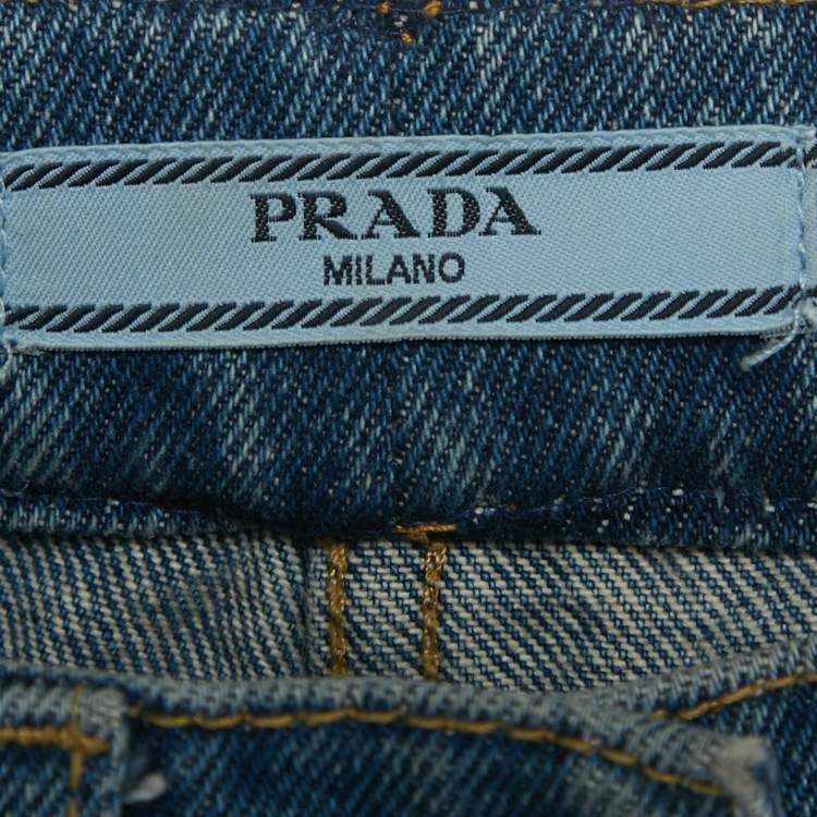 Pre Owned Prada Blue Denim High Rise Jeans S/Waist 25"