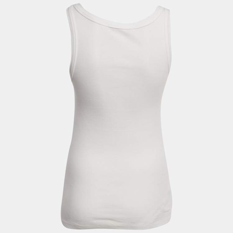 Pre Owned Prada White Embellished Cotton Jersey Tank Top S