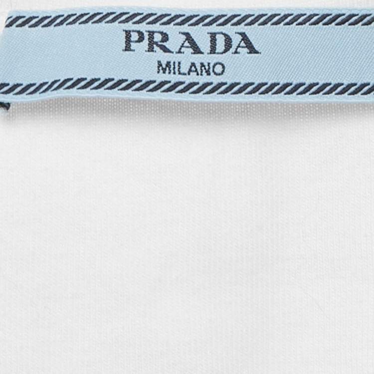 Pre Owned Prada White Triangle Logo Jersey Tank Top S