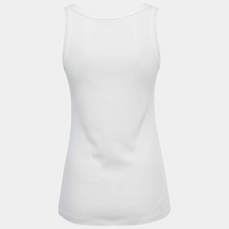 Pre Owned Prada White Triangle Logo Jersey Tank Top S
