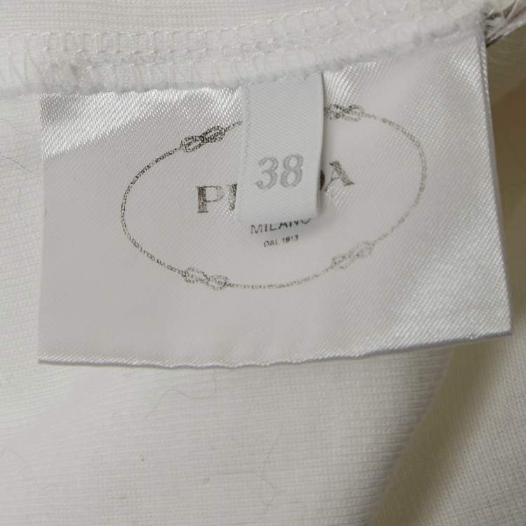 Pre Owned Prada White Triangle Logo Jersey Tank Top S