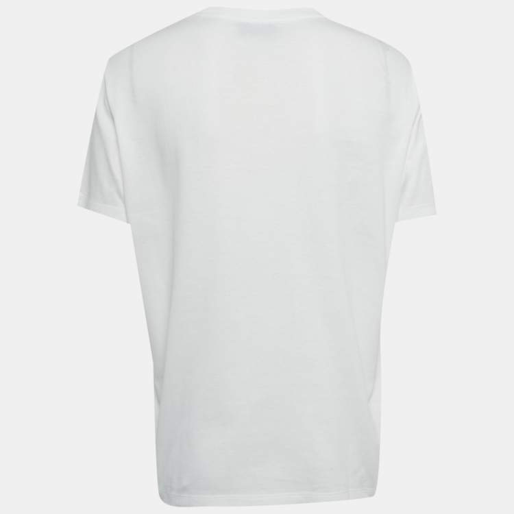 Pre Owned Prada White Triangle Crystal Applique Jersey T-Shirt S