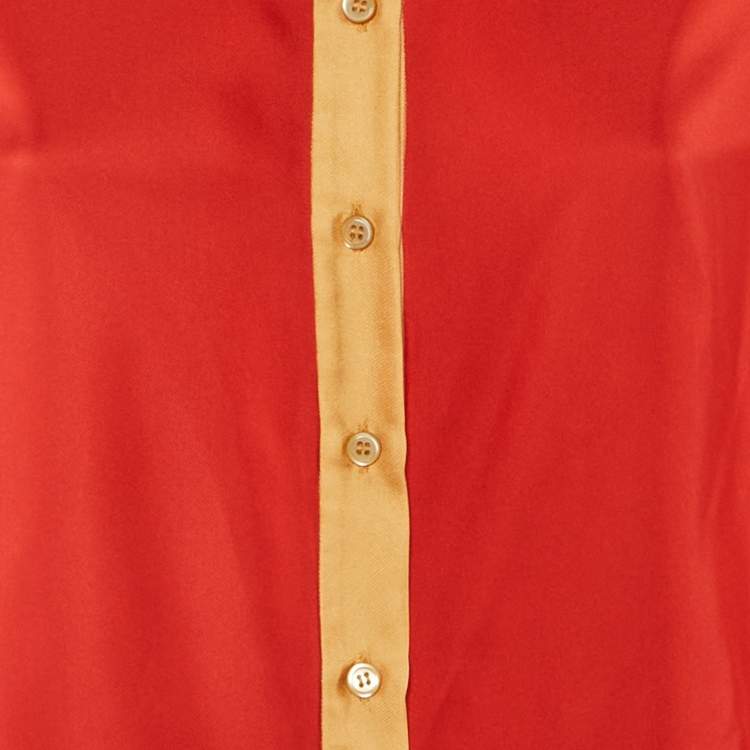 Pre Owned Prada Red Silk Full Sleeves Shirt M
