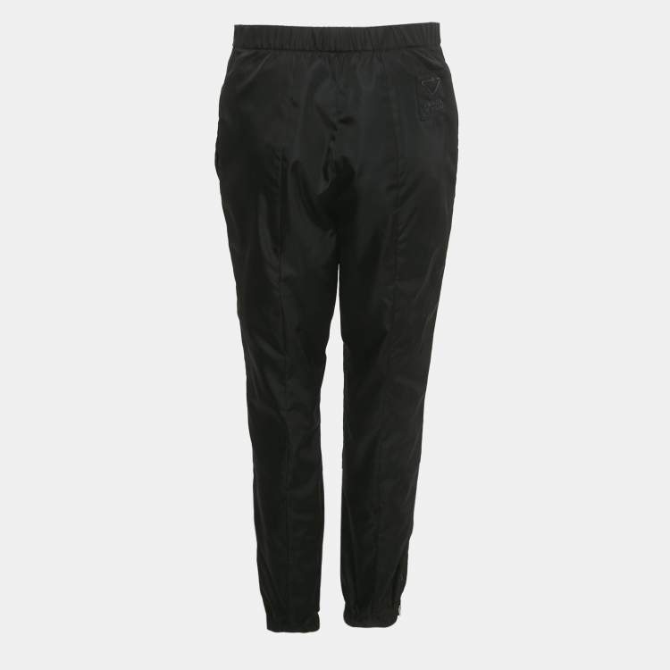 Pre Owned Prada Black Triangle Logo Re-Nylon Trousers S