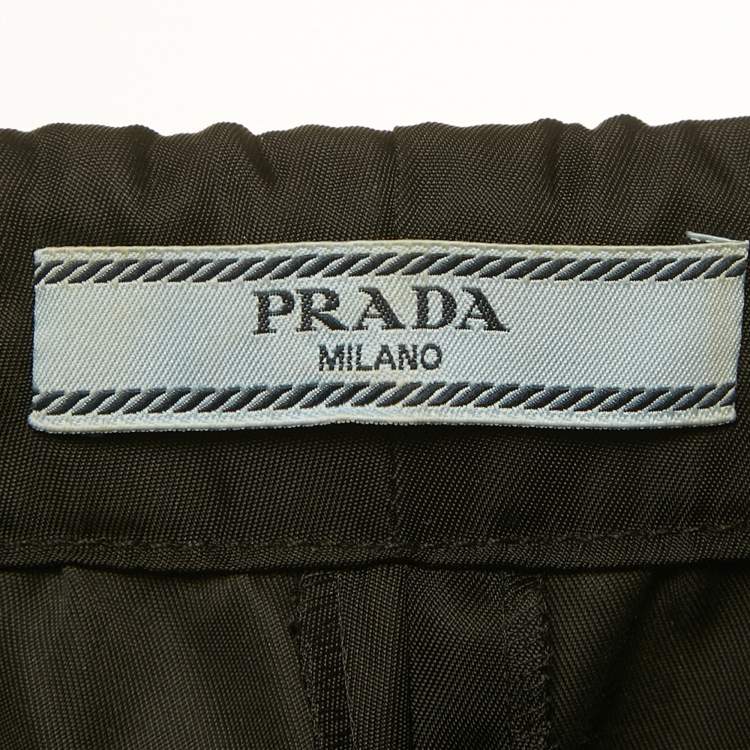 Pre Owned Prada Black Triangle Logo Re-Nylon Trousers S