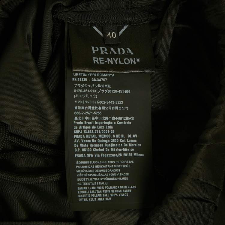 Pre Owned Prada Black Triangle Logo Re-Nylon Trousers S