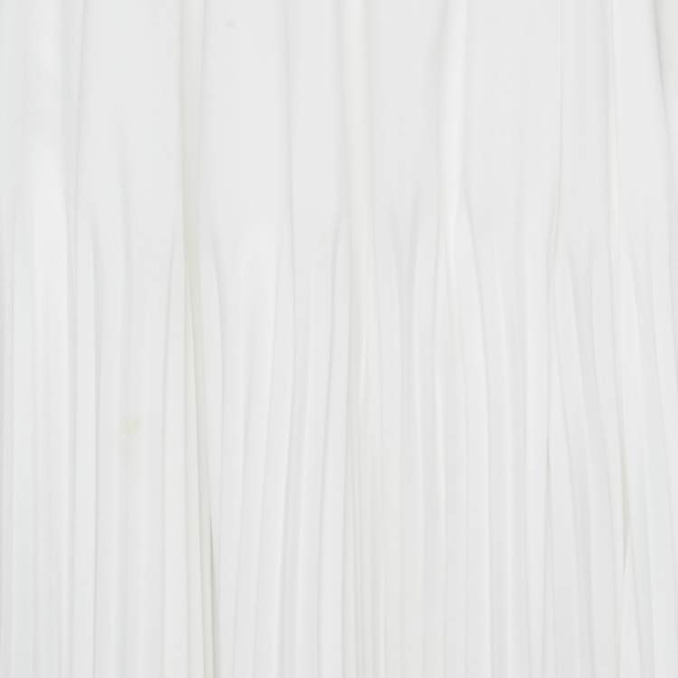 Pre Owned Prada White Chiffon Pleated Midi Skirt M