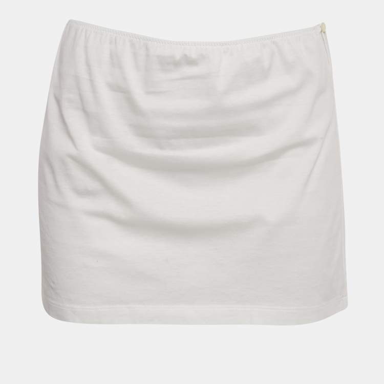 Pre Owned Prada Black Logo Embroidered Crochet Crop Top and Skirt Set M