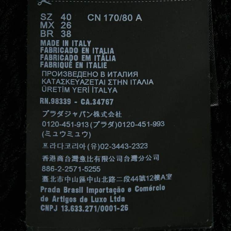 Pre Owned Prada Black Logo Embroidered Crochet Crop Top and Skirt Set M