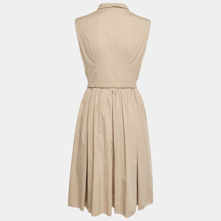 Pre Owned Prada Beige Cotton Blend Midi Shirt Dress M