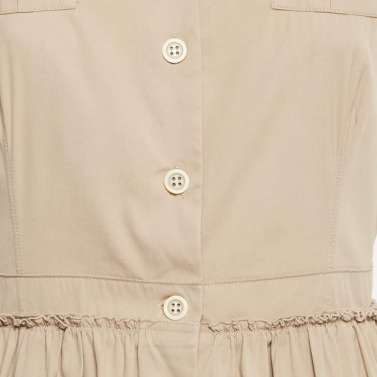 Pre Owned Prada Beige Cotton Blend Midi Shirt Dress M