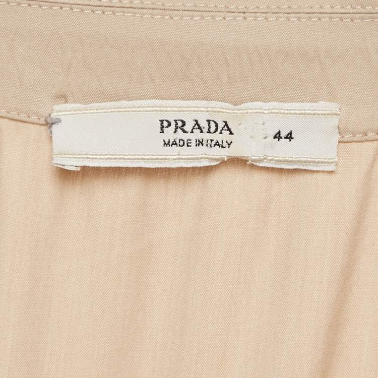 Pre Owned Prada Beige Cotton Blend Midi Shirt Dress M