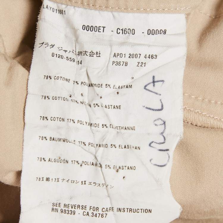 Pre Owned Prada Beige Cotton Blend Midi Shirt Dress M