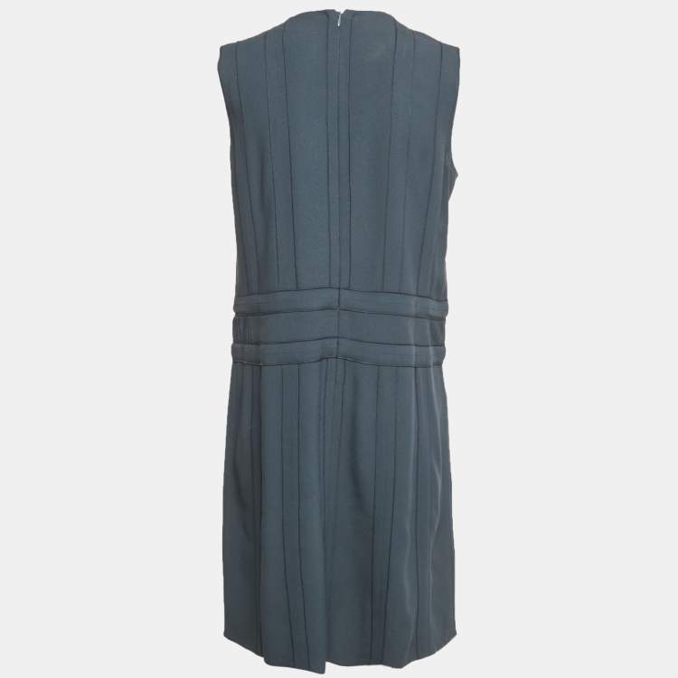 Pre Owned Prada Grey Crepe Ruffle Detail Short Dress M