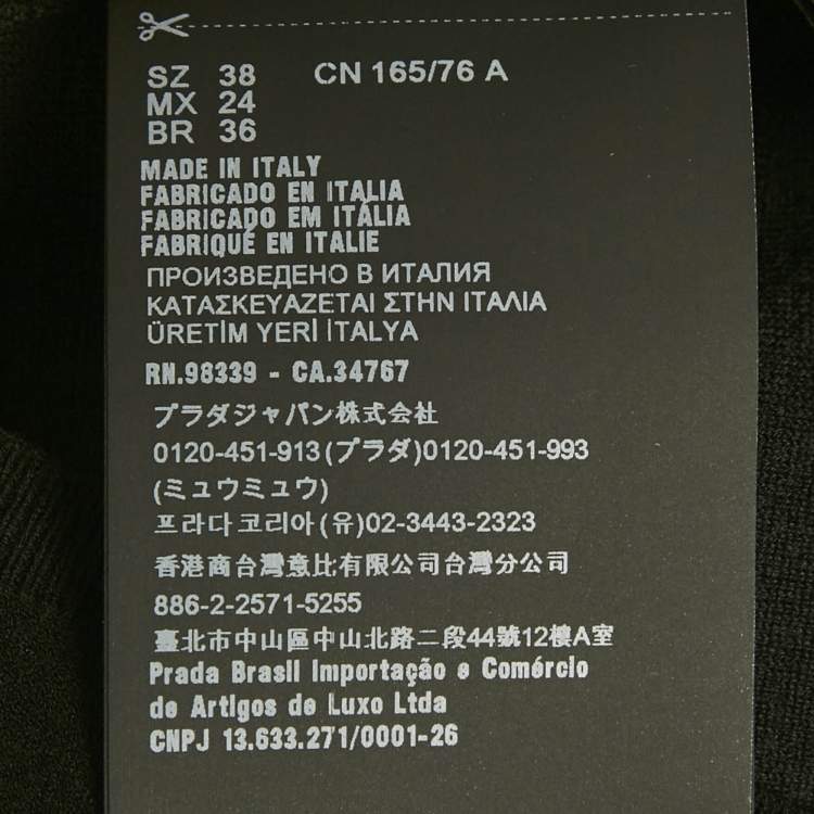 Pre Owned Prada Black Knit Triangle Enamel Logo Sleeveless Crop Top S