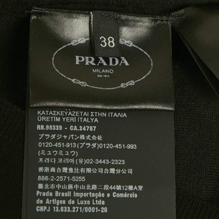 Pre Owned Prada Black Knit Triangle Enamel Logo Sleeveless Crop Top S