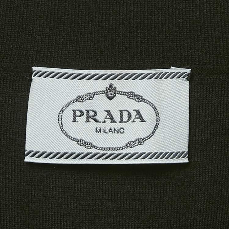 Pre Owned Prada Black Knit Triangle Enamel Logo Sleeveless Crop Top S