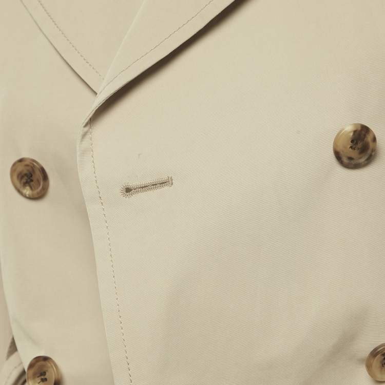 Pre Owned معطف برادا قصير مزيج القطن بيج بمقاس صغير