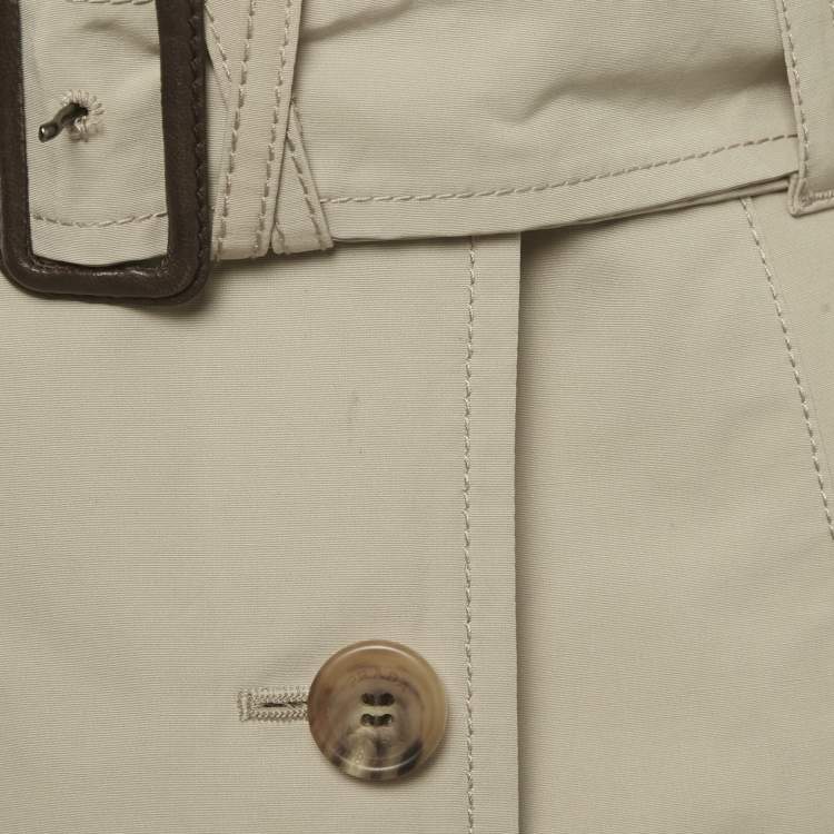 Pre Owned معطف برادا قصير مزيج القطن بيج بمقاس صغير