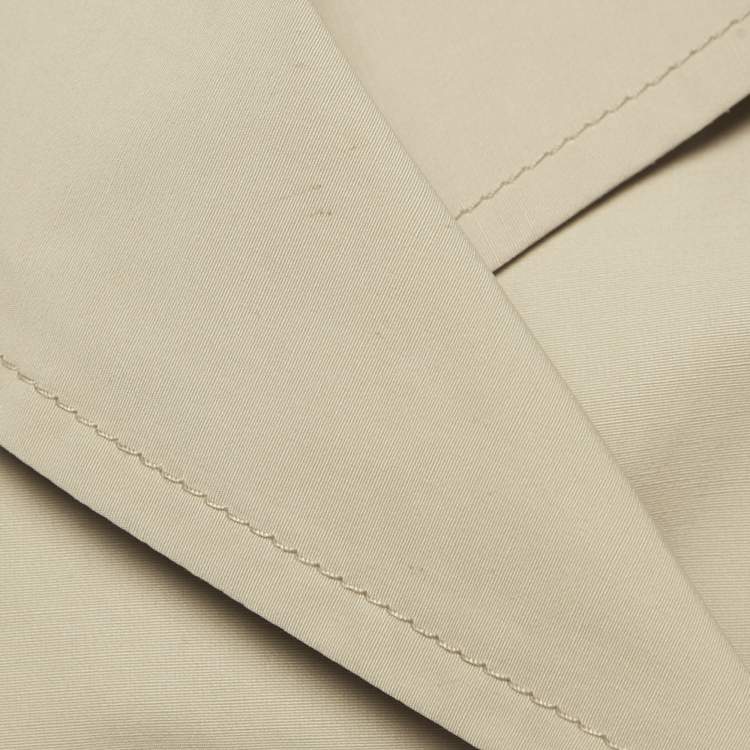 Pre Owned معطف برادا قصير مزيج القطن بيج بمقاس صغير