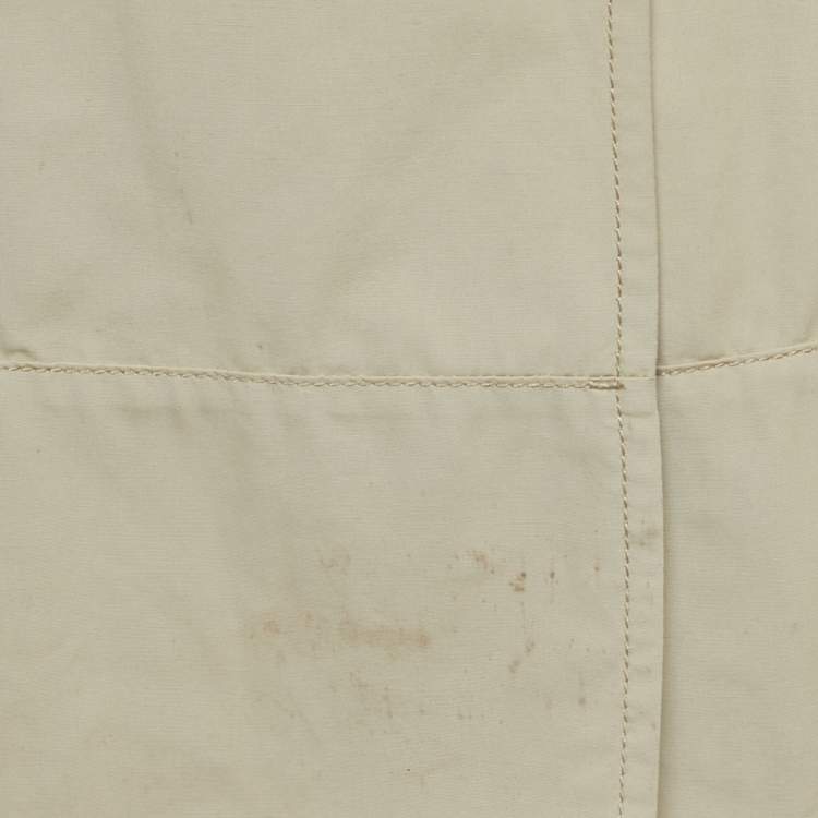 Pre Owned معطف برادا قصير مزيج القطن بيج بمقاس صغير