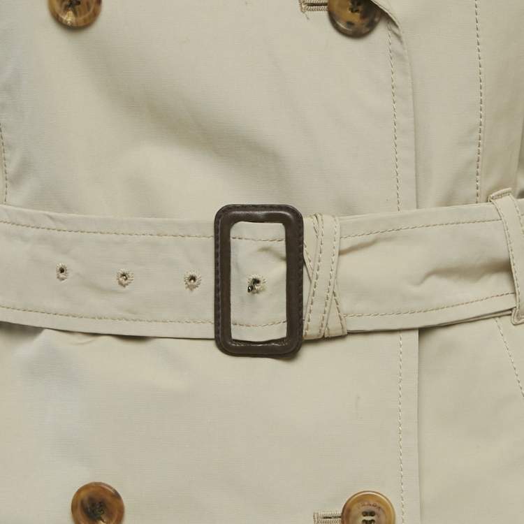 Pre Owned معطف برادا قصير مزيج القطن بيج بمقاس صغير